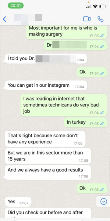 whatsapp clínica de transplante capilar